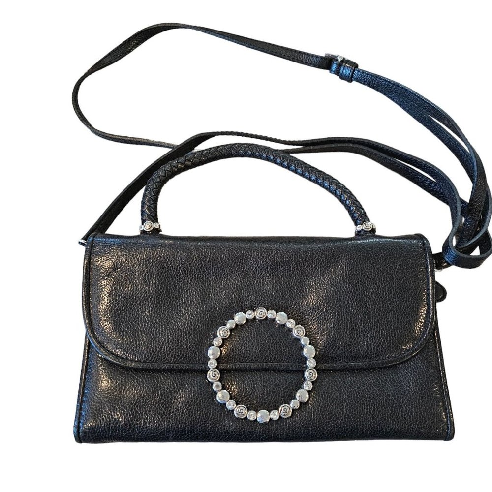 Brighton Black Leather Trifold Wallet Clutch Purse Minibag MSRP $240 Classic